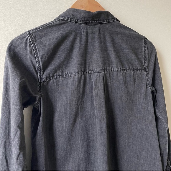 MADEWELL Washed Black Denim Long Sleeve Button Front Shirtdress - Picture 4 of 14